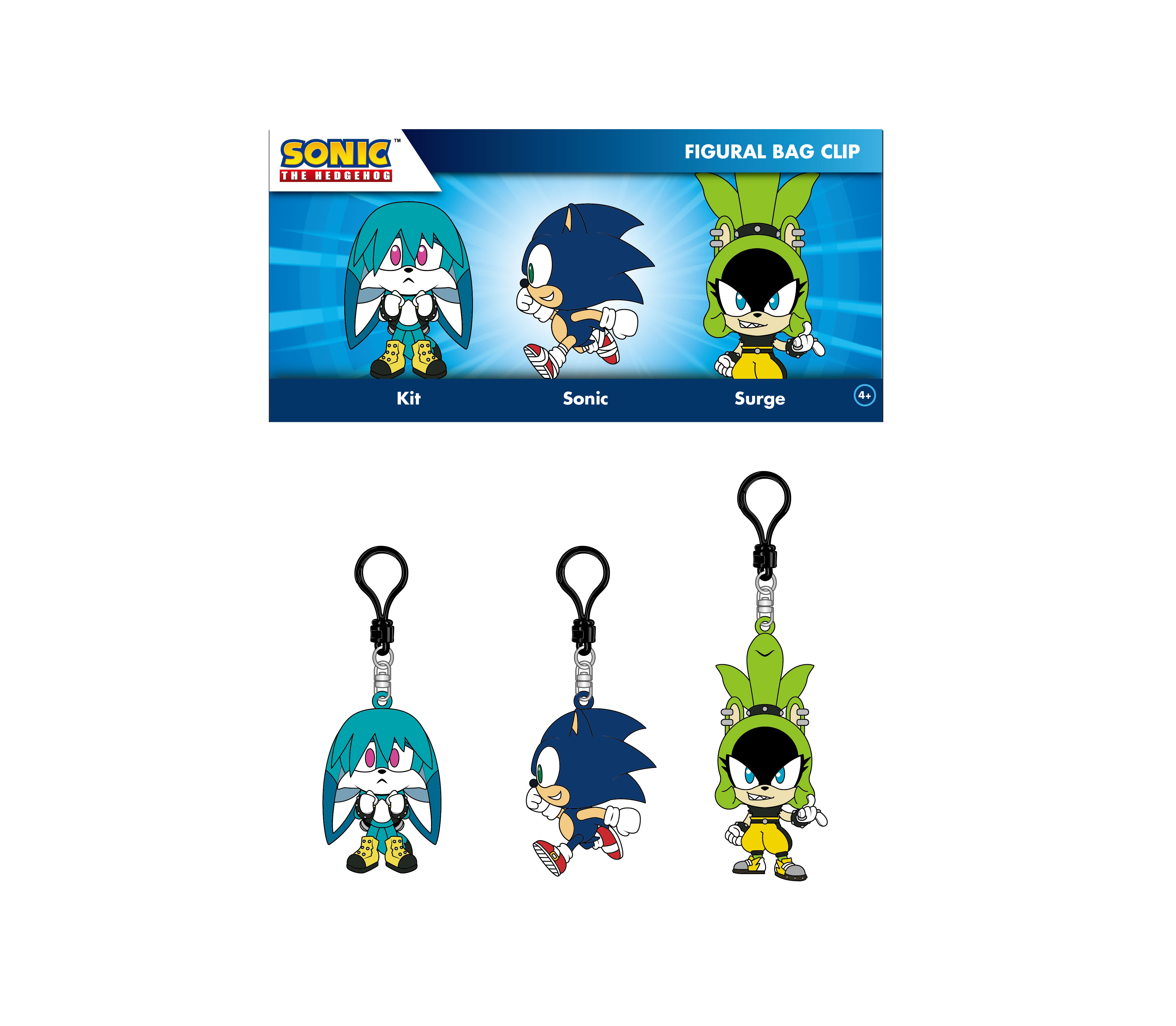 Sonic- 3D Foam Bag Clip 3 PC Set