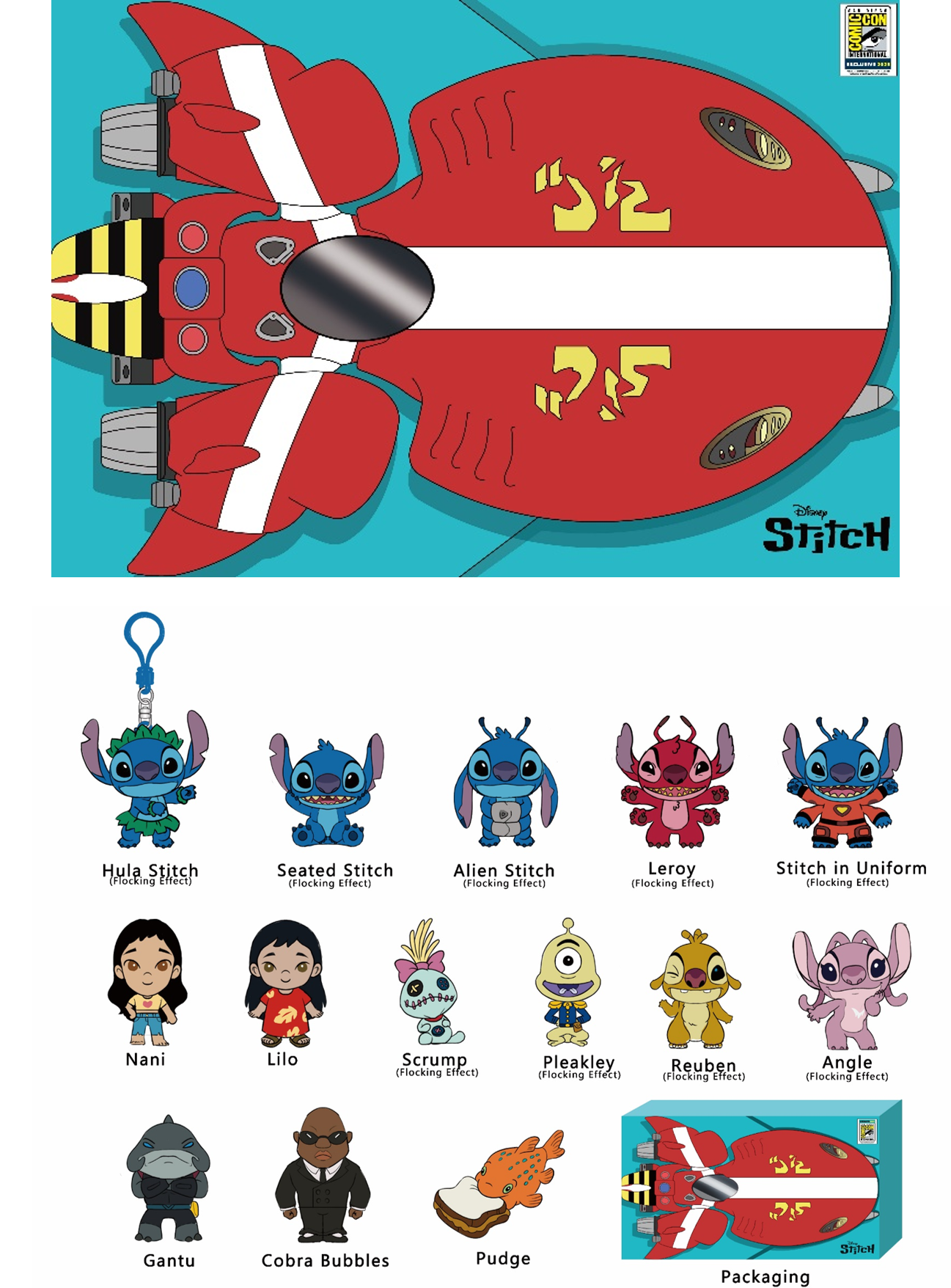 Disney Stitch 3D Foam Bag Clip Box Set