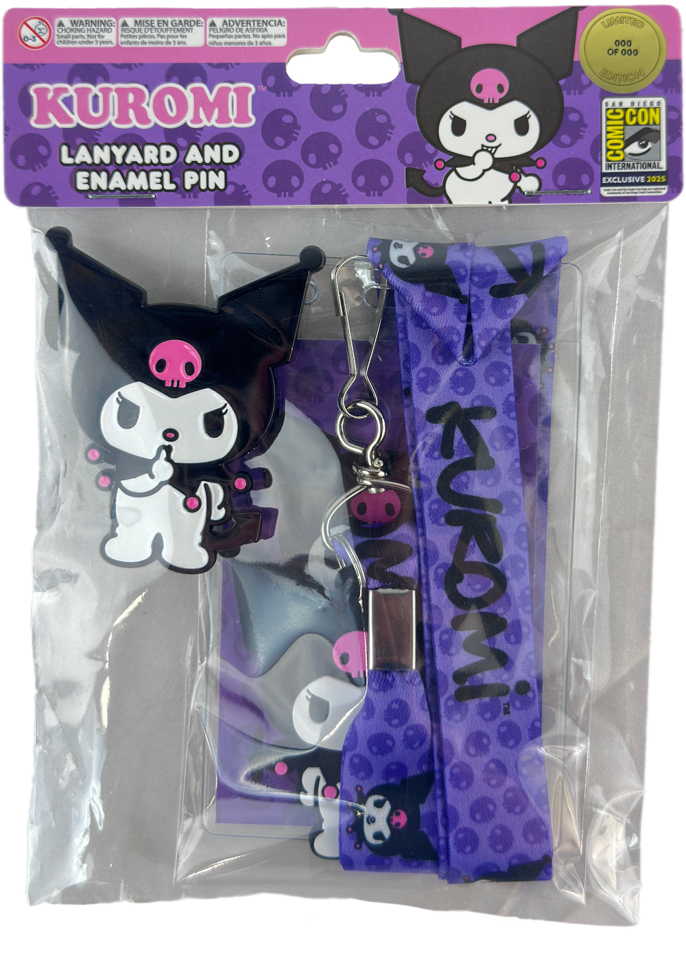 2025 SDCC Exclusive Sanrio Hello Kitty "Kuromi" Lapel Pin & Lanyard Set