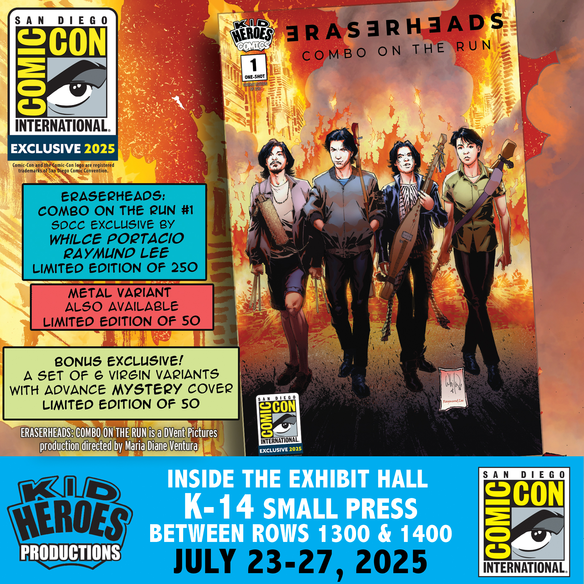 ERASERHEADS: COMBO ON THE RUN #1 2025 SDCC Exclusive by Whilce Portacio & Raymund Lee LE 250