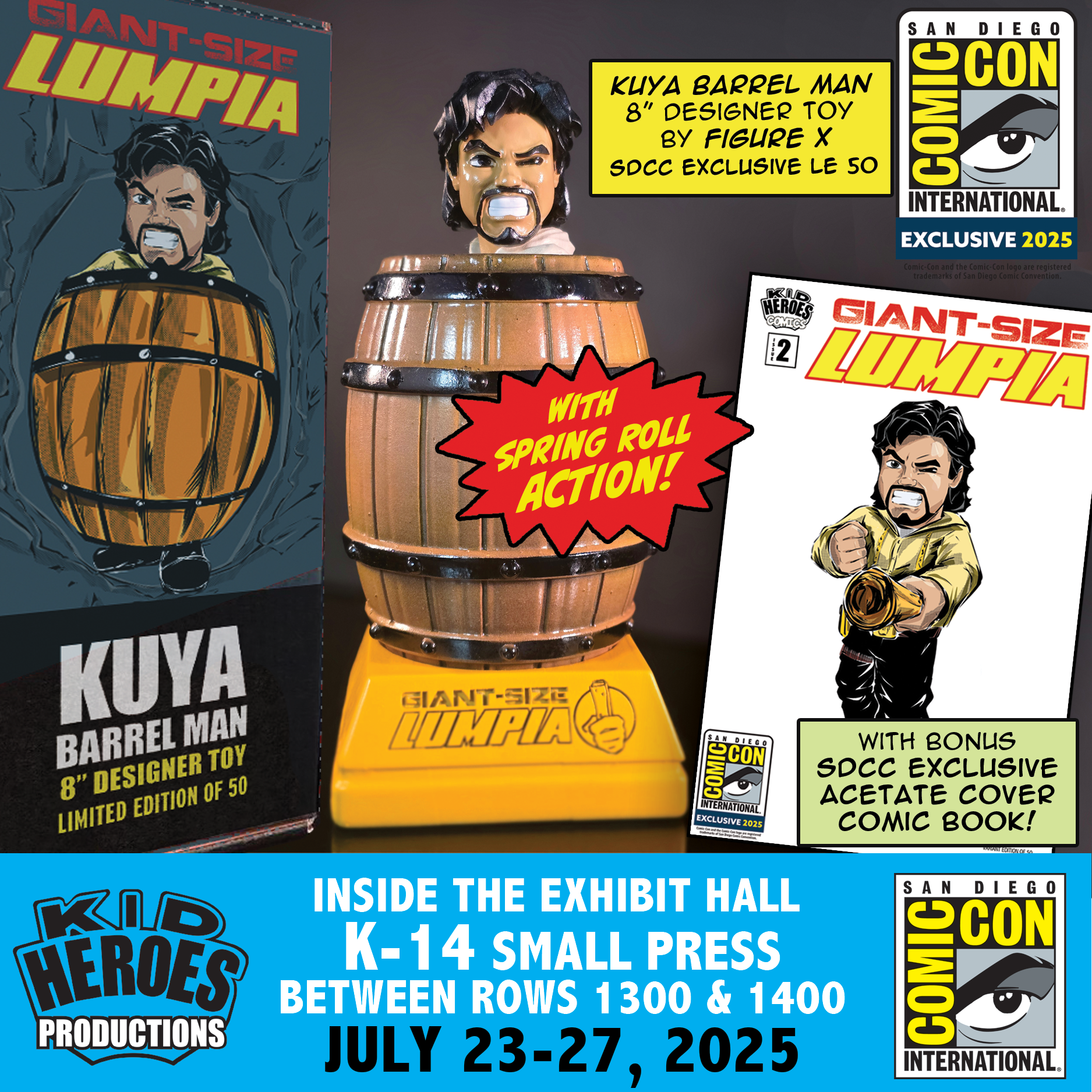 KUYA BARREL MAN 8" Designer Toy + Comic Book 2025 San Diego Comic-Con Exclusive by Figure X LE 50