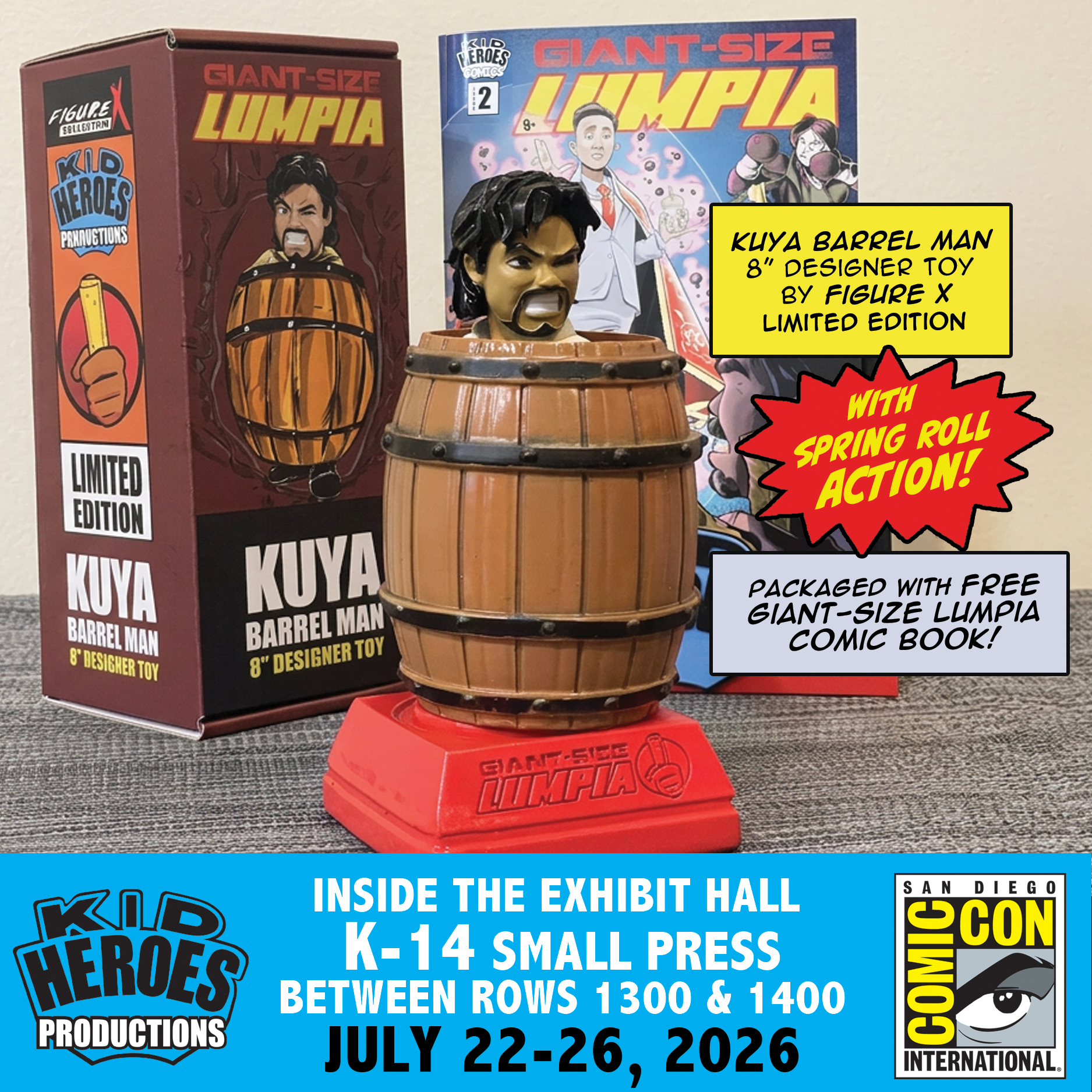 KUYA BARREL MAN 8" Designer Toy by Figure X + Comic Book LE