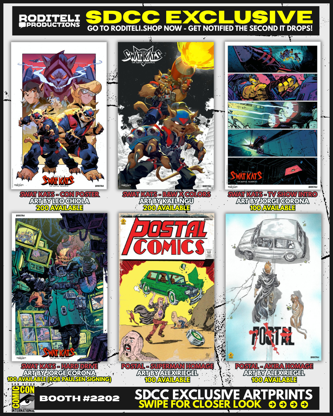Swat Kats & POSTAL SDCC EXCLUSIVE PRINTS