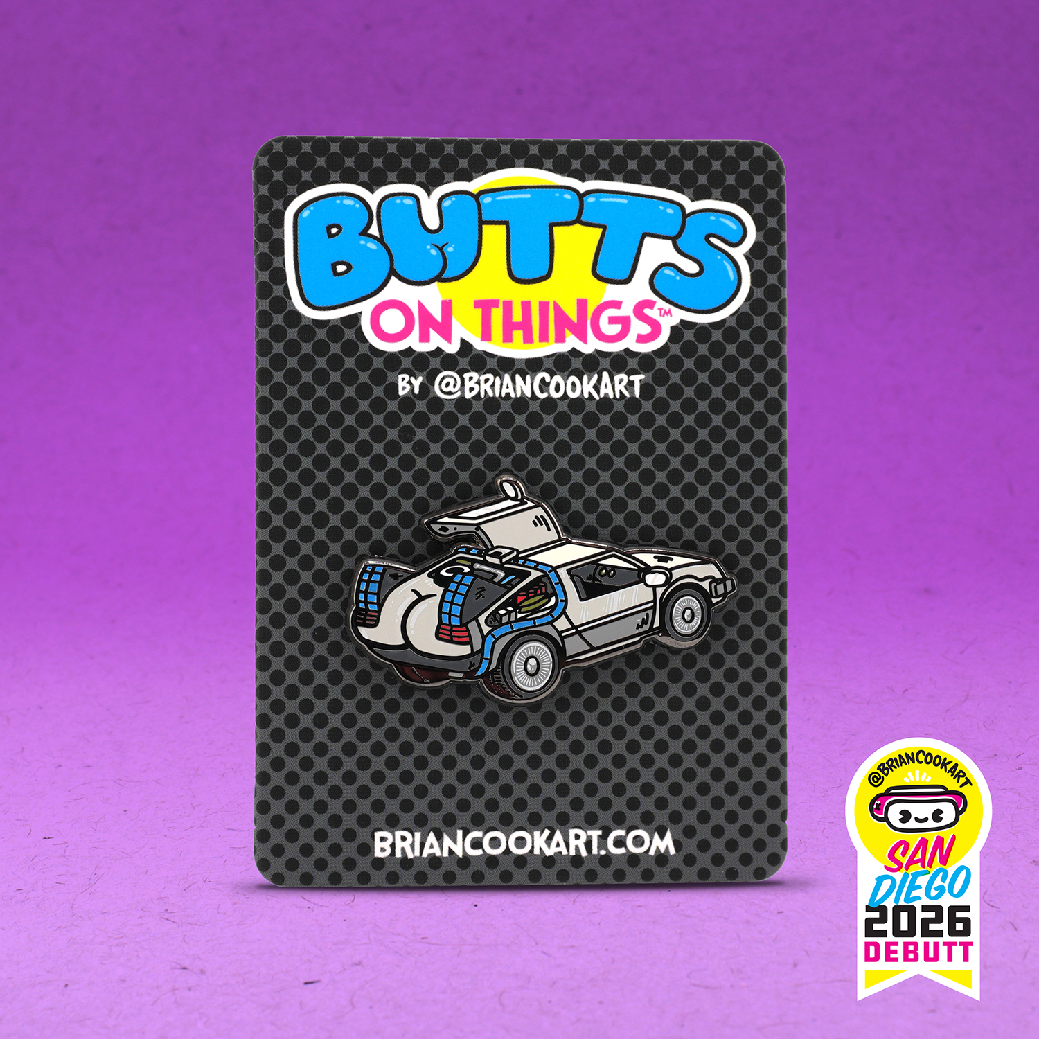 Butts on Things *Debut* Delorean Pin