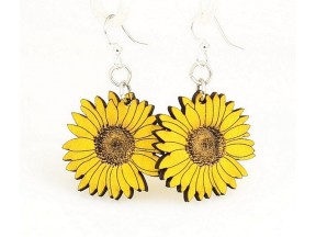 Wood Sunflower Earrings