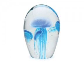 Glass Quadruple Jellyfish Paperweight
