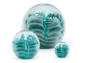 Glass Paperweights - Obsidian, Teal  Glow