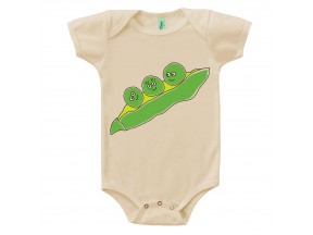 Bugged Out organic cotton short sleeve onesie with pea design