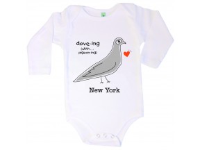 Bugged Out cotton long sleeve onesie with New York pigeon design