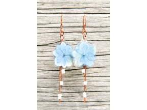 Hydrangea Pressed Flower Earrings with Shell Beads