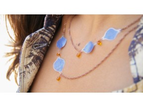 Hydrangea Pressed Flower Necklace with Czech Glass Beads