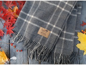 Gray Plaid Cashmere Throw