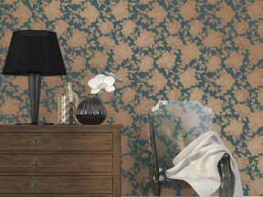 Tempaper Elements Silhouette in Peacock Blue & Gold