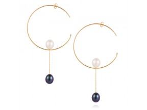 Black and White Pearl Hoops